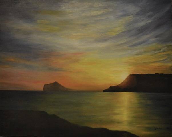 CALPE SUNSET 81cm x 65cm Oil on wood