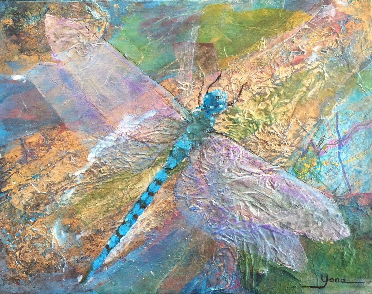 DRAGONFLY. 25cm x 20cm Mixed media.