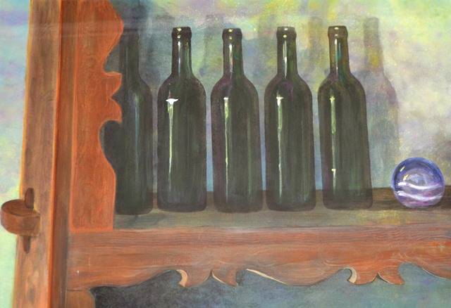 BOTTLES 90cm x 68cm Acrylic on card