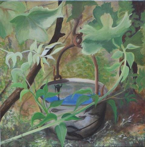 REFLECTIONS IN A BUCKET 50cm x 50cm Oil on canvas