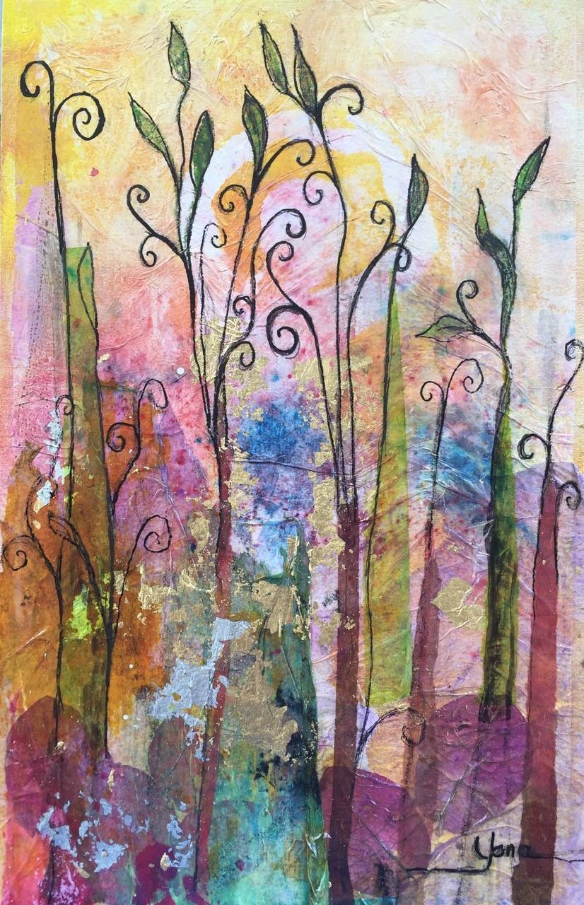 DANCING 30cm x 20cm. Mixed media