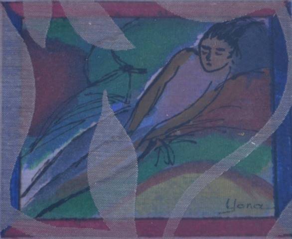 SLEEPING LADY Mini 20cm x 19cm Oil on canvas paper