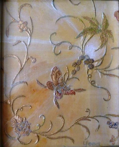 MOTH TO THE FLAME 30cm x 28cm Mixed medium on silk