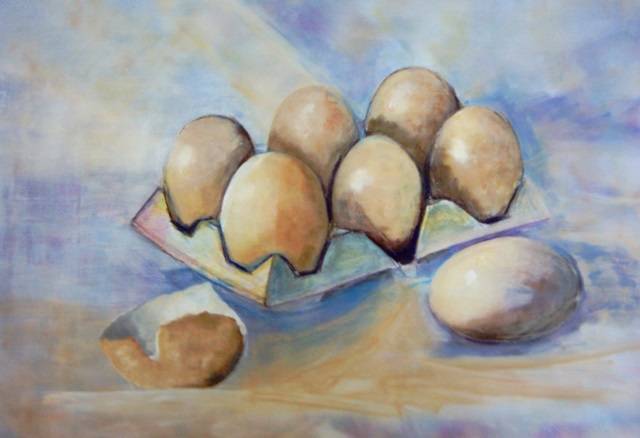 EGGS 50cm x 70cm Acrylic on card